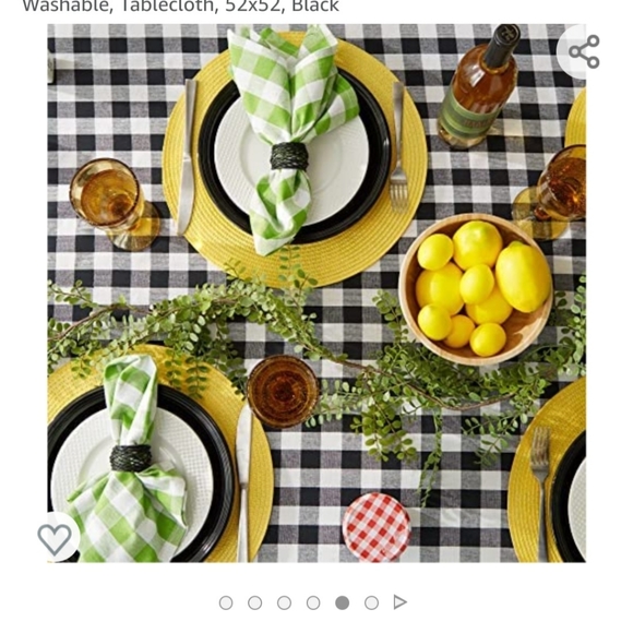 NWT 2 BLACK & WHITE BUFFALO CHECK PLAID CLASSIC FARMHOUSE TABLECLOTH 52INX52IN - Picture 5 of 7